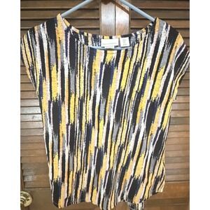Cynthia Rowley 100% Linen Abstract Print Top M Artsy Coastal Boho Lightweight